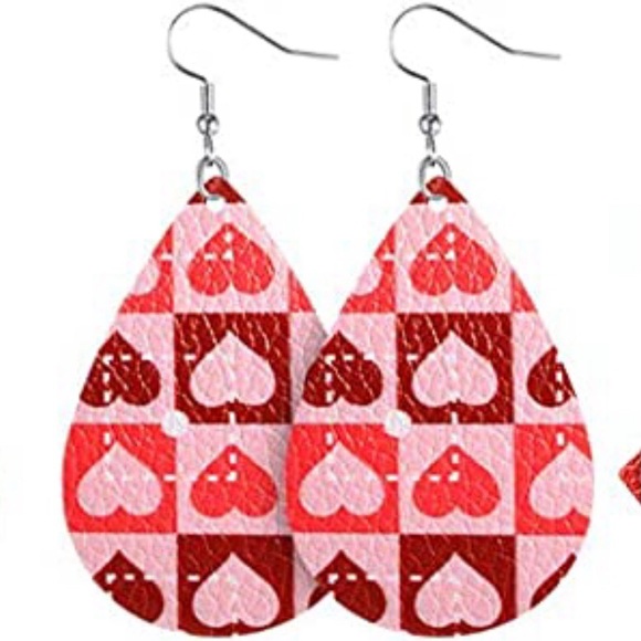 3/$15 Pink & Burgundy Faux Leather Earrings - Picture 2 of 5